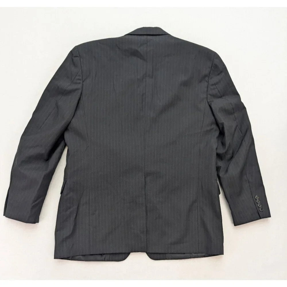 Kilburne and Finch Men's Blazer Jacket Sport Coat Size 44L Black Pinstripe